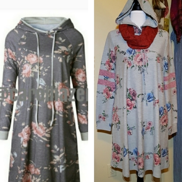 Carols Boutique Tops - New Floral Tunic Dress Varsity Hoodie